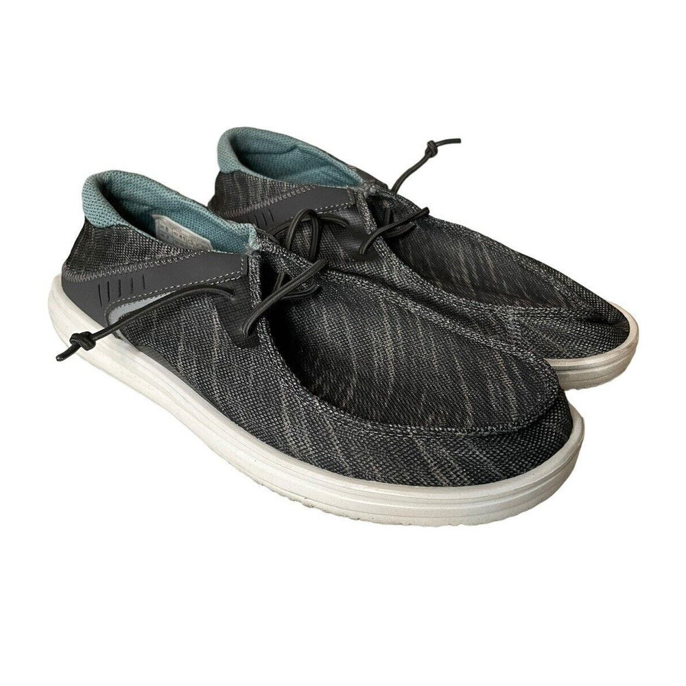 Hey Dude Wally Frontier Mens Size 8 Mesh Comfort Slip On Shoes Gray Lava Stone